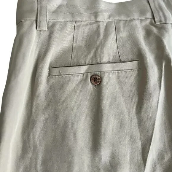 Joseph & Feiss Shorts Men's Sz 38 Khaki 100% Silk Chino Pleated Resort Vacay NWT - Picture 6 of 15